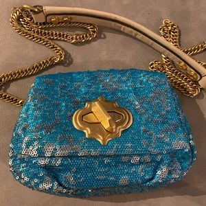 Turquoise Blue Sequin Cross Body Bag - Made by OrYany